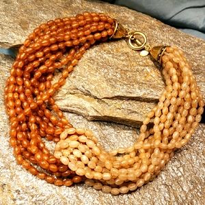 Vtg Chunky Carlise Designer Torsade Multi Necklace